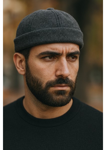 Füme Erkek Kışlık Yünlü Kumaş Sokak Modası Docker Bere Şapka fırsatları
