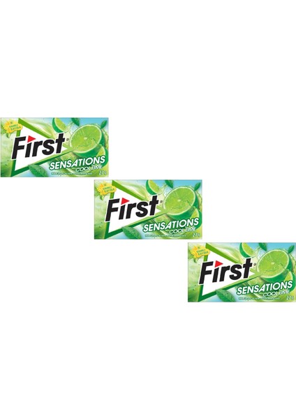 Sensations Cool Lime Misket Limonu ve Nane Aromalı Şekersiz Tatlandırıcılı Sakız 3'lü Paket
