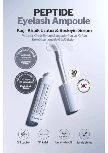 Kaş ve Kirpik Uzatıcı ve Besleyici Vegan Serum Derma Factory Peptide Eyelash Ampoule fiyatları