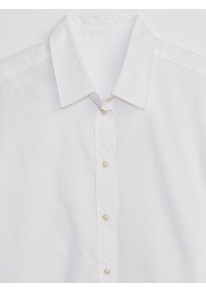 Kadın Beyaz Poplin Crop Gömlek indirimleri