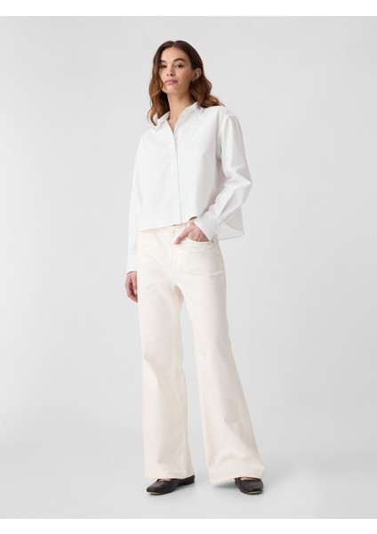 Kadın Beyaz Poplin Crop Gömlek fiyatları