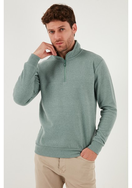 Pamuklu Regular Fit Yarım Fermuarlı Dik Yaka Kazak Erkek Kazak 456112 fiyatları