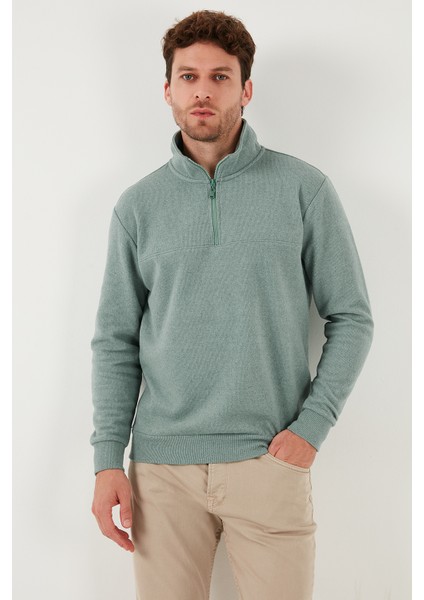 Pamuklu Regular Fit Yarım Fermuarlı Dik Yaka Kazak Erkek Kazak 456112 modelleri