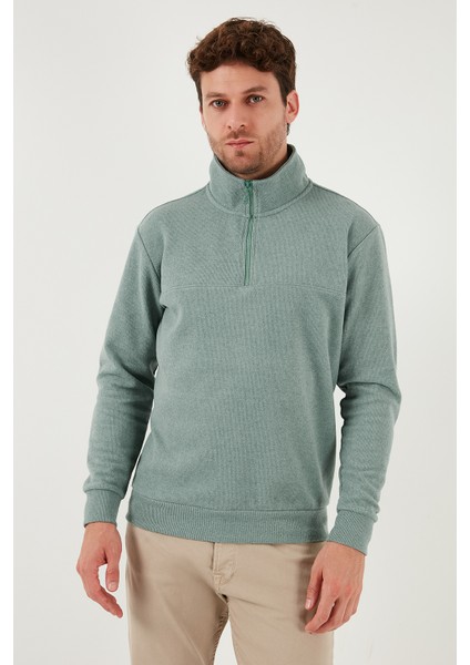 Pamuklu Regular Fit Yarım Fermuarlı Dik Yaka Kazak Erkek Kazak 456112 indirimleri