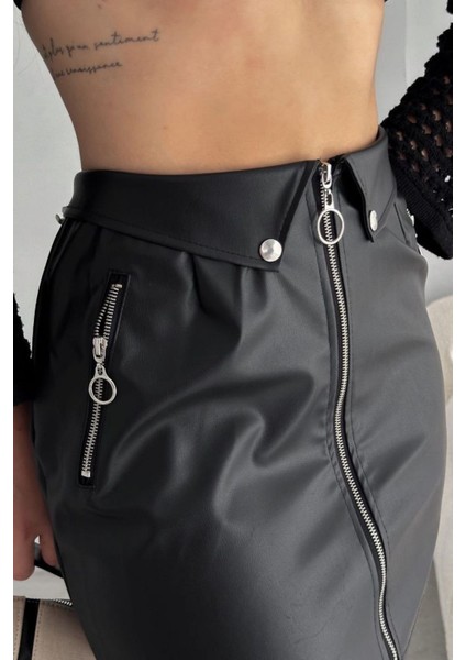 Mini Fermuarlı Deri Etek fiyatları