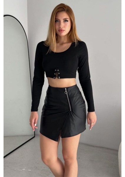 Mini Fermuarlı Deri Etek fiyatları