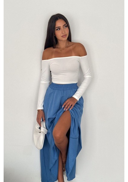 Kadın Keten Cepli Etek