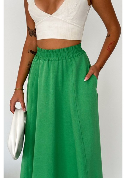 Kadın Keten Cepli Etek modelleri