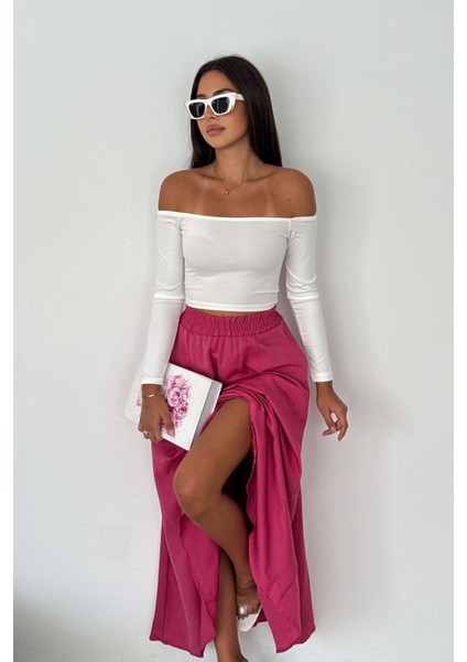 Kadın Keten Cepli Etek