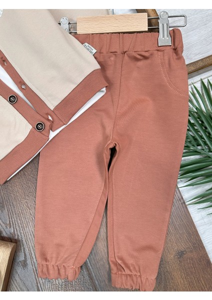 Kampçı Ayıcık Baskılı Önden Düğmeli Balıkçı Yaka Badi 3lü Erkek Bebek Takım indirimleri