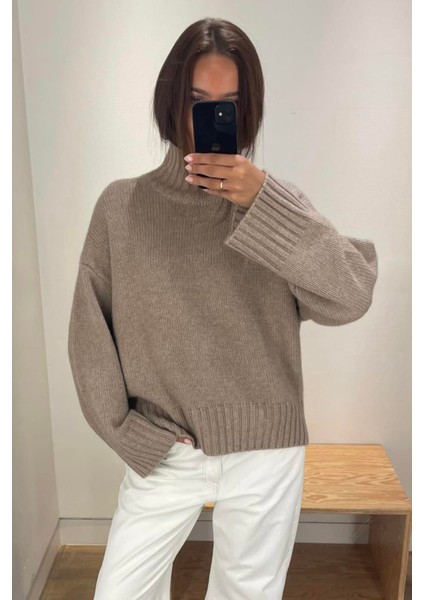 Vizon Boğazlı Kadın Triko Kazak MG2535