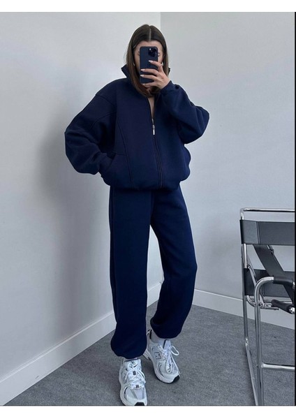 3 Iplik Şardonlu Yarasa Kollu Eşofman Takımı