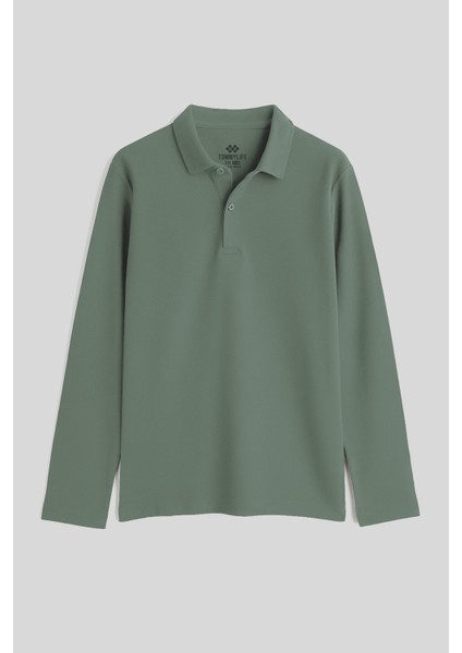 Çağla Polo Yaka Basic Uzun Kollu Erkek Çocuk T-Shirt - 11170
