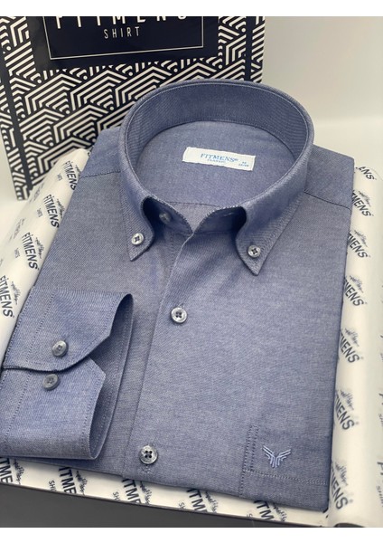 Klasik Uzun Kol Pamuklu Hediye Kutulu Kolay Ütülenebilir Erkek Gömlek FS-003897 - Indigo fiyatları