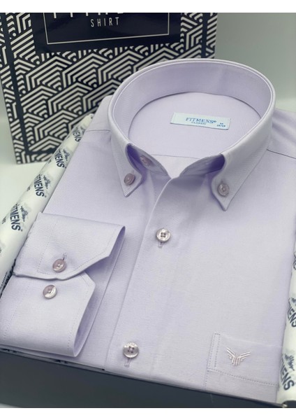 Klasik Uzun Kol Pamuklu Hediye Kutulu Kolay Ütülenebilir Erkek Gömlek FS-003897 - Lila fiyatları