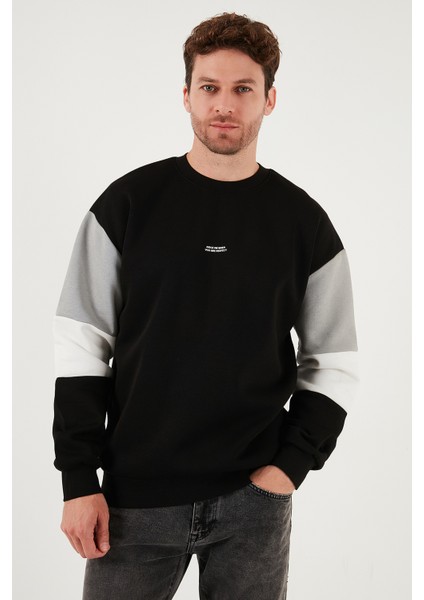 Pamuklu Relaxed Fit Bisiklet Yaka Şardonlu Renk Bloklu Sweat Erkek Sweat 5905298T