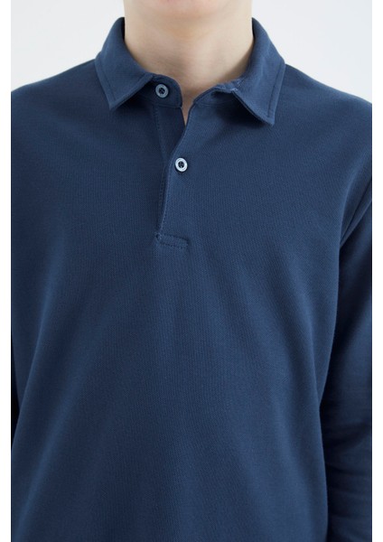 Indigo Polo Yaka Basic Uzun Kollu Erkek Çocuk T-Shirt - 11170 modelleri