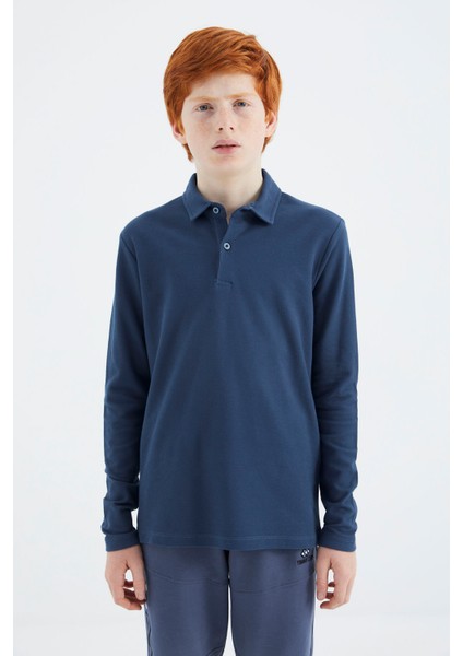 Indigo Polo Yaka Basic Uzun Kollu Erkek Çocuk T-Shirt - 11170 fırsatları