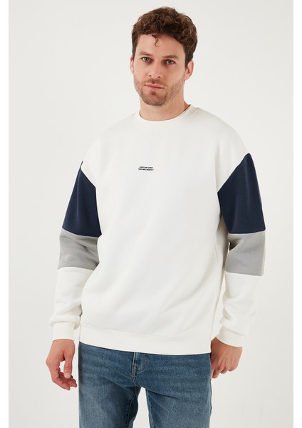 Pamuklu Relaxed Fit Bisiklet Yaka Şardonlu Renk Bloklu Sweat Erkek Sweat 5905298T