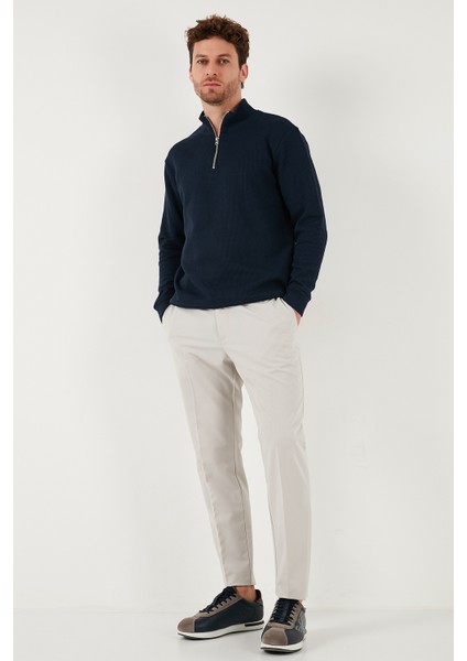 Pamuklu Relaxed Fit Yarım Fermuarlı Sıfır Yaka Örme Sweat Erkek Sweat 5901076 fiyatları