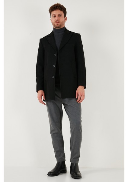 Slim Fit Apaş Yaka Astarlı Kaşe Kaban Erkek Kaban 584K1217 fiyatları