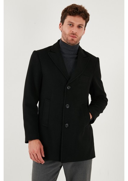 Slim Fit Apaş Yaka Astarlı Kaşe Kaban Erkek Kaban 584K1217 modelleri