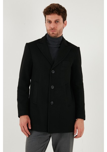 Slim Fit Apaş Yaka Astarlı Kaşe Kaban Erkek Kaban 584K1217 fırsatları