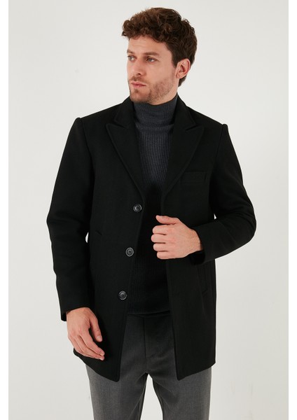 Slim Fit Apaş Yaka Astarlı Kaşe Kaban Erkek Kaban 584K1217 indirimleri