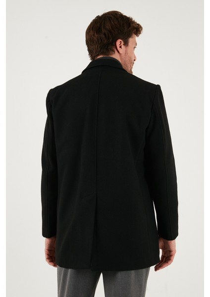 Slim Fit Apaş Yaka Astarlı Kaşe Kaban Erkek Kaban 584K1217