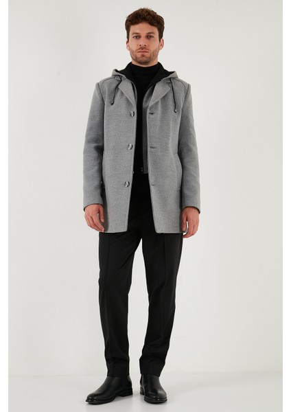 Çıkarılabilir Kapüşonlu Kırçıllı Slim Fit Kaşe Kaban Erkek Kaban 5841013 fiyatları