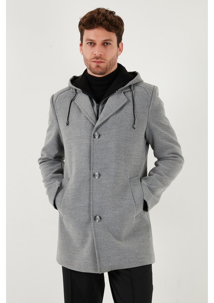 Çıkarılabilir Kapüşonlu Kırçıllı Slim Fit Kaşe Kaban Erkek Kaban 5841013 fırsatları