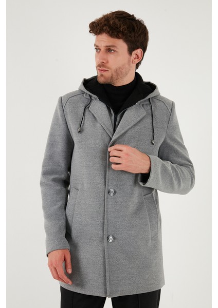 Çıkarılabilir Kapüşonlu Kırçıllı Slim Fit Kaşe Kaban Erkek Kaban 5841013 indirimleri