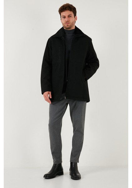 Slim Fit Çıkarılabilir Tüylü Yaka Detaylı Astarlı Kaşe Kaban Erkek Kaban 58400217 fiyatları