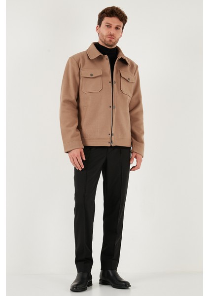 Slim Fit Ceket Yaka Astarlı Kaşe Kaban Erkek Kaban 58400347 fiyatları