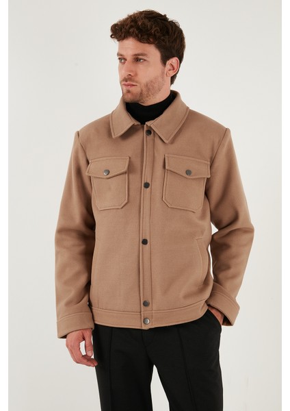 Slim Fit Ceket Yaka Astarlı Kaşe Kaban Erkek Kaban 58400347 modelleri