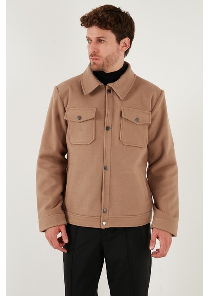 Slim Fit Ceket Yaka Astarlı Kaşe Kaban Erkek Kaban 58400347 fırsatları