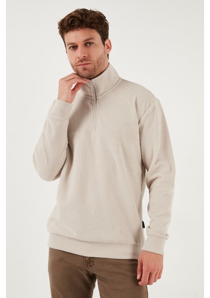 Pamuklu Regular Fit Yarım Fermuarlı Dik Yaka Kazak Erkek Kazak 456112 modelleri