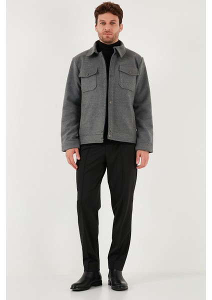 Slim Fit Ceket Yaka Astarlı Kaşe Kaban Erkek Kaban 58400347 fiyatları
