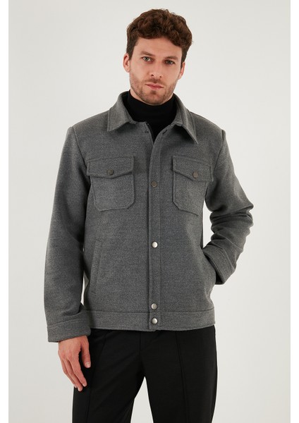Slim Fit Ceket Yaka Astarlı Kaşe Kaban Erkek Kaban 58400347 modelleri