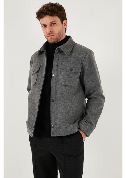 Slim Fit Ceket Yaka Astarlı Kaşe Kaban Erkek Kaban 58400347 fırsatları