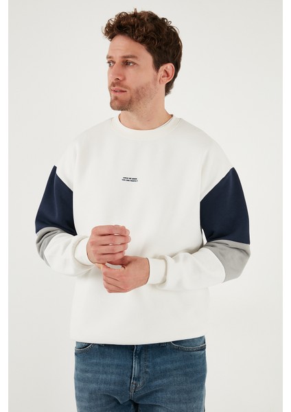 Pamuklu Relaxed Fit Bisiklet Yaka Şardonlu Renk Bloklu Sweat Erkek Sweat 5905298T indirimleri