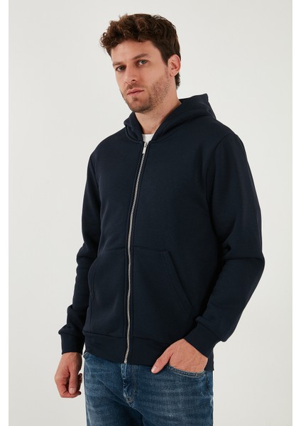 Regular Fit Kapüşonlu Fermuarlı Içi Tüylü Yumuşak Şardonlu Kışlık Sweat Erkek Sweat 5905340