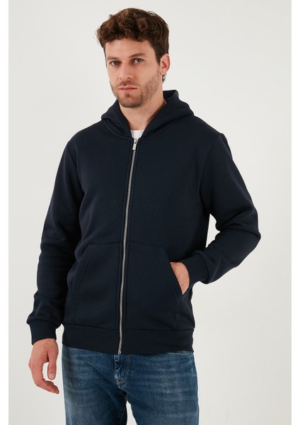 Regular Fit Kapüşonlu Fermuarlı Içi Tüylü Yumuşak Şardonlu Kışlık Sweat Erkek Sweat 5905340 modelleri