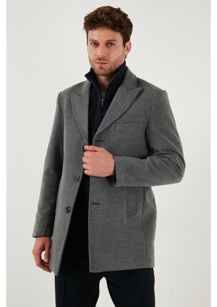 Slim Fit Apaş Yaka Astarlı Kaşe Kaban Erkek Kaban 584K1217 fiyatları