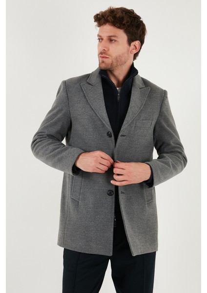 Slim Fit Apaş Yaka Astarlı Kaşe Kaban Erkek Kaban 584K1217 modelleri
