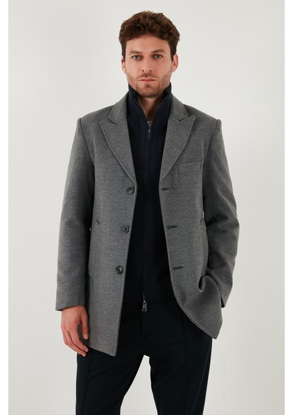 Slim Fit Apaş Yaka Astarlı Kaşe Kaban Erkek Kaban 584K1217 fırsatları