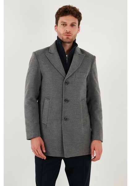 Slim Fit Apaş Yaka Astarlı Kaşe Kaban Erkek Kaban 584K1217 indirimleri