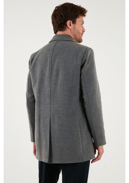 Slim Fit Apaş Yaka Astarlı Kaşe Kaban Erkek Kaban 584K1217