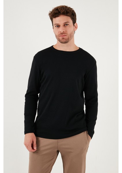 n Pamuklu Slim Fit Bisiklet Yaka Basic Sweat Erkek Sweat 59050741 modelleri