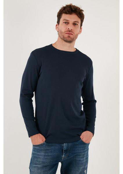 n Pamuklu Slim Fit Bisiklet Yaka Basic Sweat Erkek Sweat 59050741 modelleri